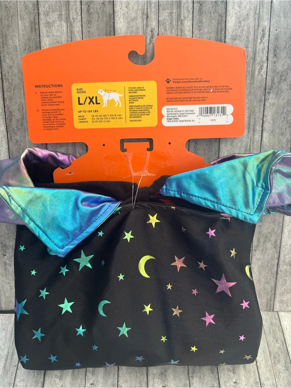 Boots & Barkley Iridescent Star Halloween Cape - Black/Multicolor
